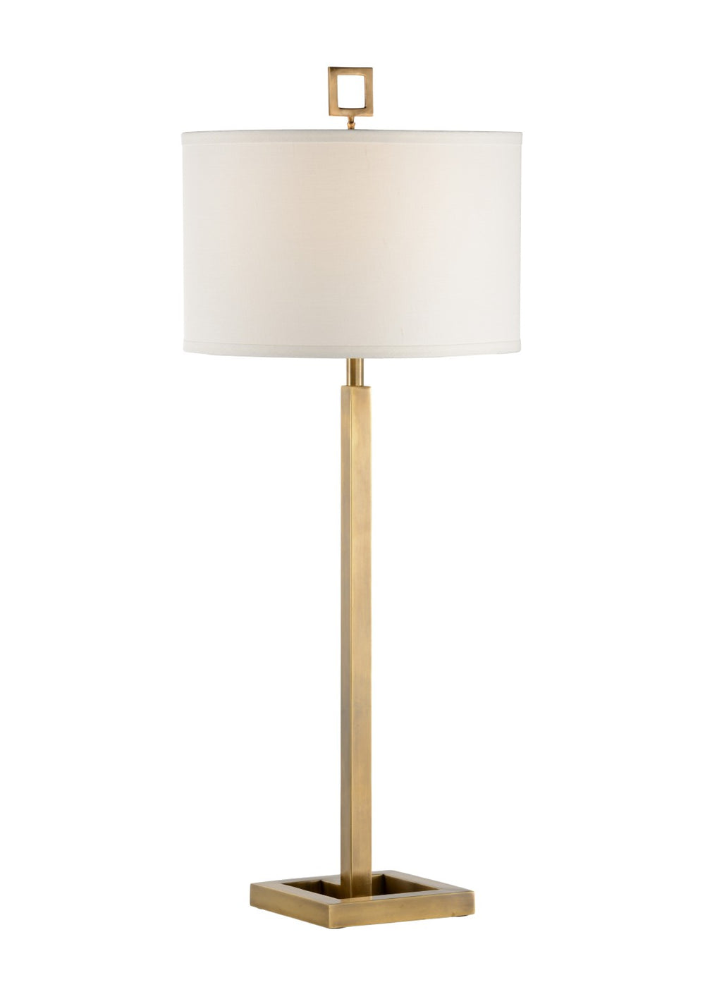 Wildwood Fielden Modern Table Lamp — 36" Antiqued Brass Column With Off-White Linen Shade, Desk Accent Lighting 60515
