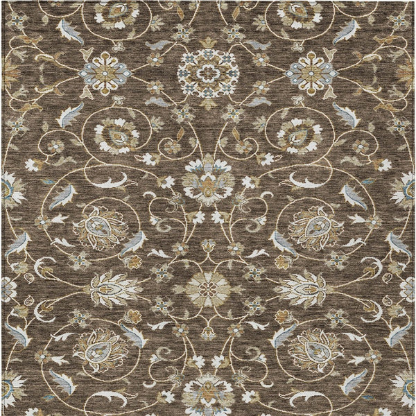 Homeroots 3' Stylish Beige Blue And Brown Moroccan Washable Area Rug For Indoor And Outdoor Spaces 5' X 8' Polyester 605152