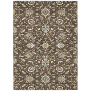 HomeRoots 5' Moroccan-Inspired Chocolate, Ivory & Gray Area Rug - Stylish, Washable, Durable for Indoors & Outdoors 5' X 8' 605152