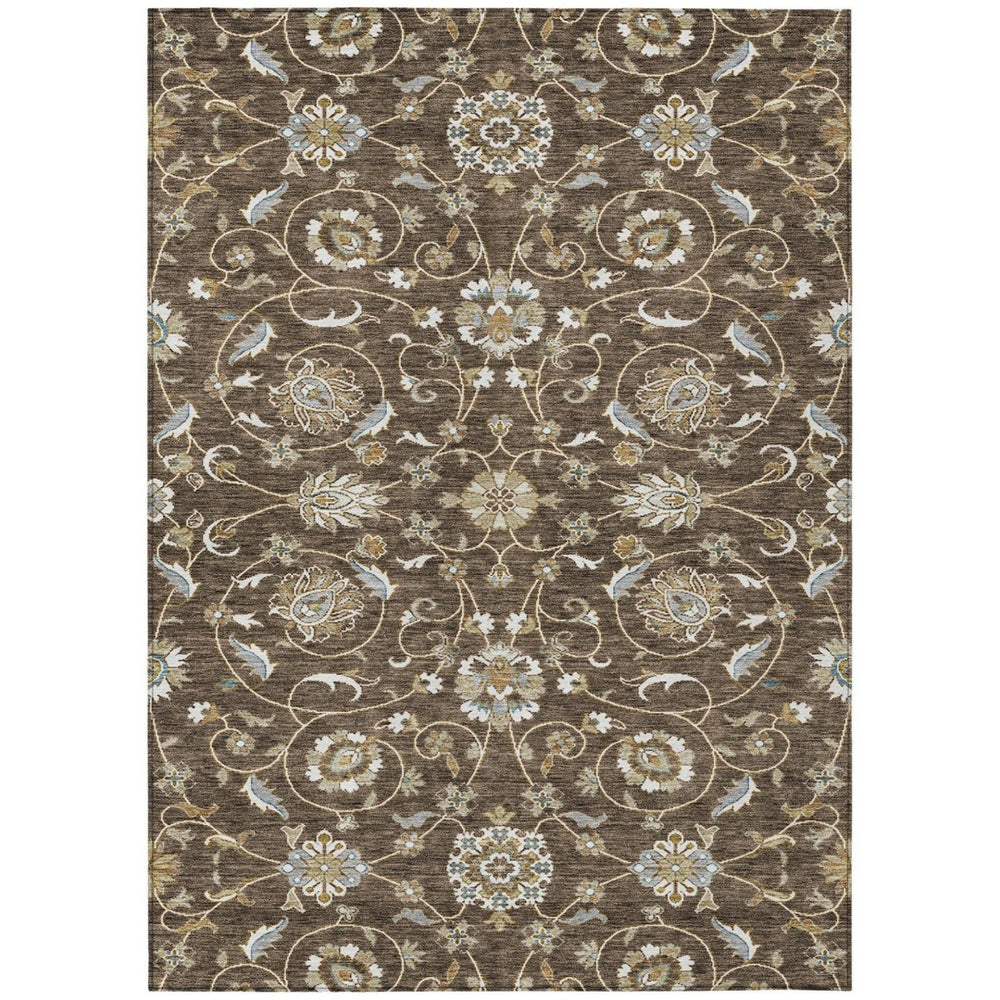 HomeRoots 9' X 12' Moroccan-Inspired Washable Area Rug in Chocolate, Ivory & Gray for Indoor-Outdoor Elegance 605155
