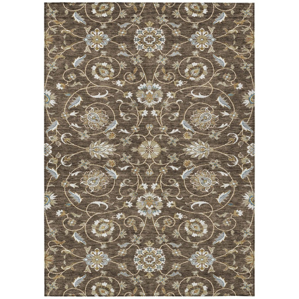 HomeRoots 5' Moroccan-Inspired Chocolate, Ivory & Gray Area Rug - Stylish, Washable, Durable for Indoors & Outdoors 10' X 14' 605156