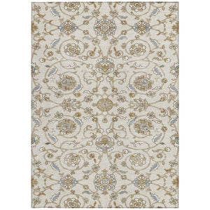 Homeroots 3' Stylish Beige Blue And Brown Moroccan Washable Area Rug For Indoor And Outdoor Spaces 3' X 5' Polyester 605157