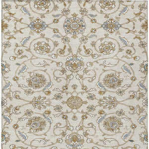 Homeroots 3' Stylish Beige Blue And Brown Moroccan Washable Area Rug For Indoor And Outdoor Spaces 3' X 5' Polyester 605157