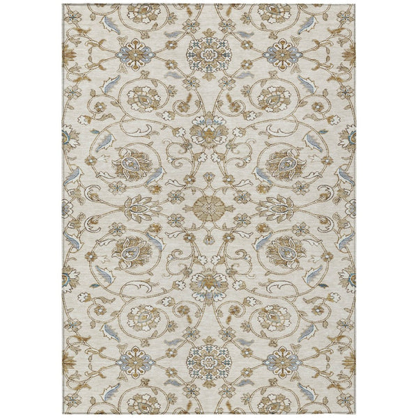 HomeRoots 5' Moroccan Washable Area Rug in Ivory, Brown & Gray – Stylish, Durable, Indoor/Outdoor Essential 5' X 8' 605158