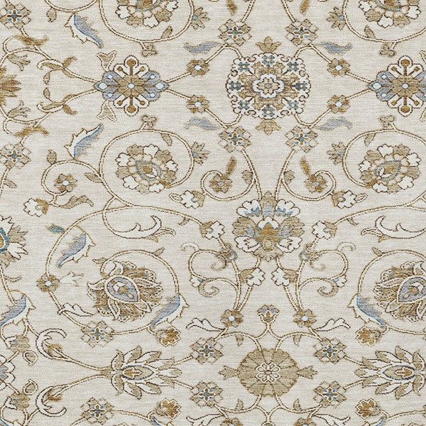 Homeroots 3' Stylish Beige Blue And Brown Moroccan Washable Area Rug For Indoor And Outdoor Spaces 5' X 8' Polyester 605158