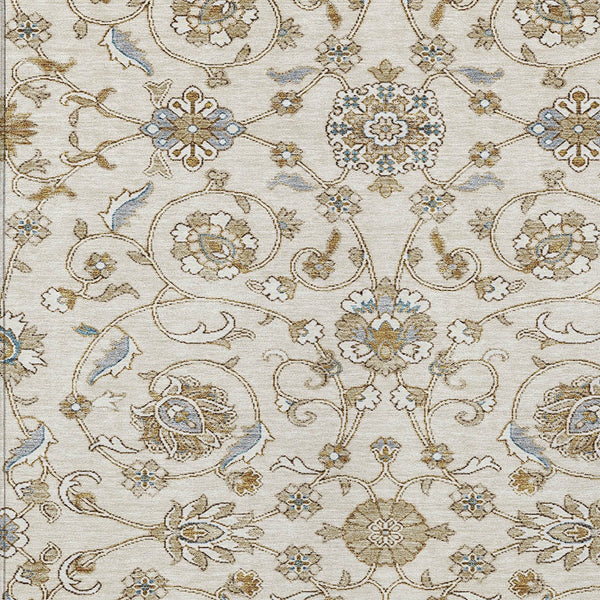 Homeroots 3' Stylish Beige Blue And Brown Moroccan Washable Area Rug For Indoor And Outdoor Spaces 8' X 10' Polyester 605160