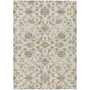 HomeRoots 9' X 12' Moroccan-Inspired Ivory Brown Gray Area Rug - Washable, Durable for Indoor & Outdoor Use 605161