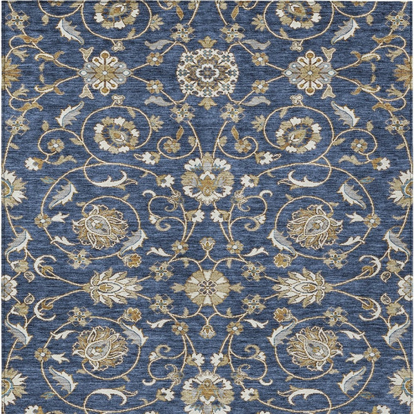 Homeroots 3' Stylish Beige Blue And Brown Moroccan Washable Area Rug For Indoor And Outdoor Spaces 5' X 8' Polyester 605164