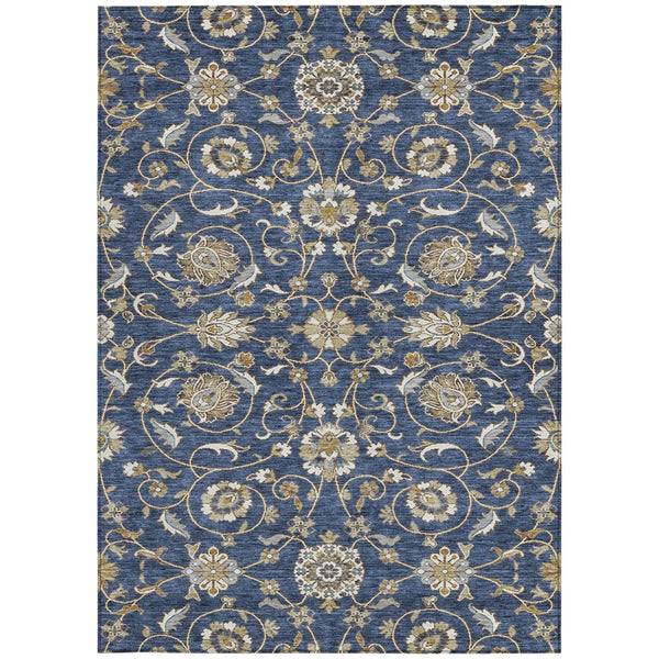 Homeroots 3' Stylish Beige Blue And Brown Moroccan Washable Area Rug For Indoor And Outdoor Spaces 9' X 12' Polyester 605167