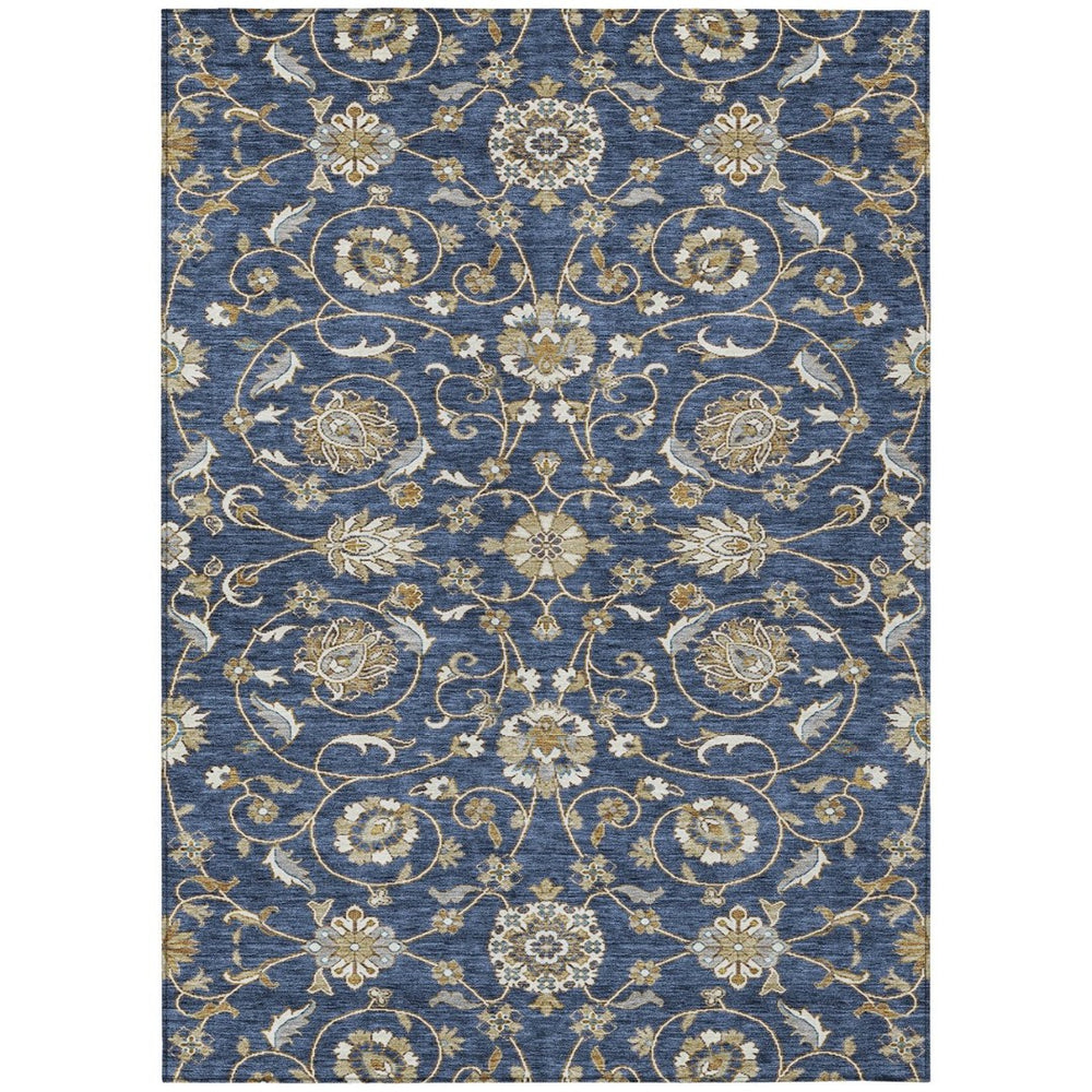 HomeRoots 9' X 12' Moroccan-Inspired Navy, Brown & Ivory Area Rug – Washable, Durable for Indoor & Outdoor Use! 605167