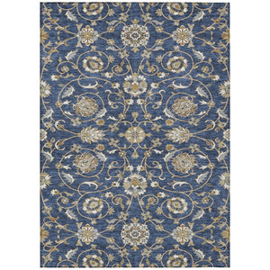 HomeRoots 9' X 12' Moroccan-Inspired Navy, Brown & Ivory Area Rug – Washable, Durable for Indoor & Outdoor Use! 605167