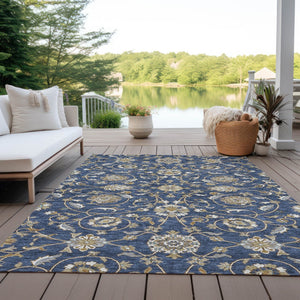 Homeroots 3' Stylish Beige Blue And Brown Moroccan Washable Area Rug For Indoor And Outdoor Spaces 10' X 14' Polyester 605168