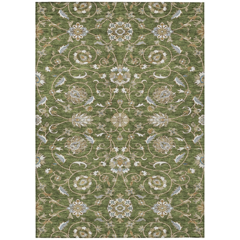 HomeRoots 9' X 12' Moroccan-Inspired Olive Green and Ivory Washable Area Rug for Indoor and Outdoor Use 605173