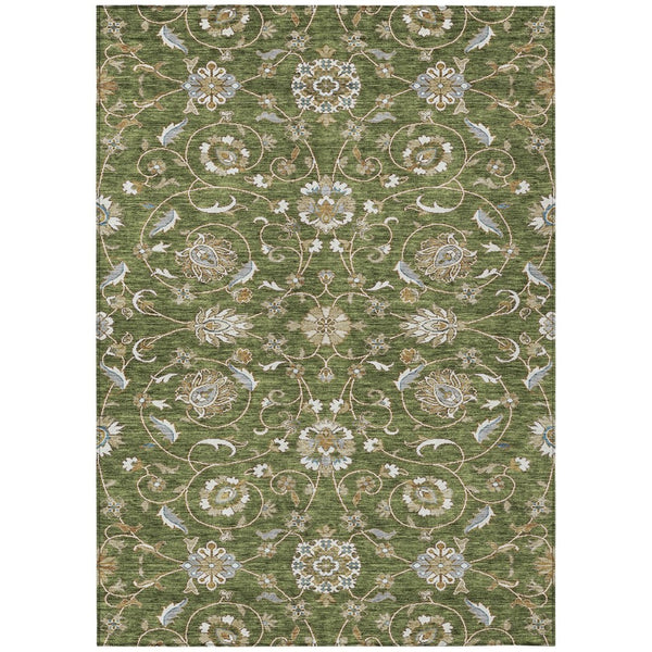 HomeRoots 5' Stylish Moroccan Indoor/Outdoor Area Rug in Olive Green, Brown, Ivory – Durable & Easy Care! 10' X 14' 605174