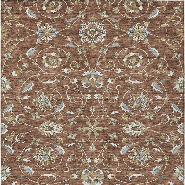 Homeroots 3' Stylish Beige Blue And Brown Moroccan Washable Area Rug For Indoor And Outdoor Spaces 5' X 8' Polyester 605176