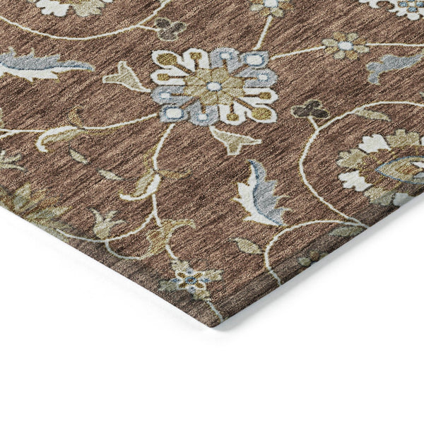 Homeroots 3' Stylish Beige Blue And Brown Moroccan Washable Area Rug For Indoor And Outdoor Spaces 8' Round Polyester 605177