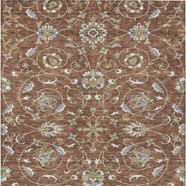 Homeroots 3' Stylish Beige Blue And Brown Moroccan Washable Area Rug For Indoor And Outdoor Spaces 8' X 10' Polyester 605178