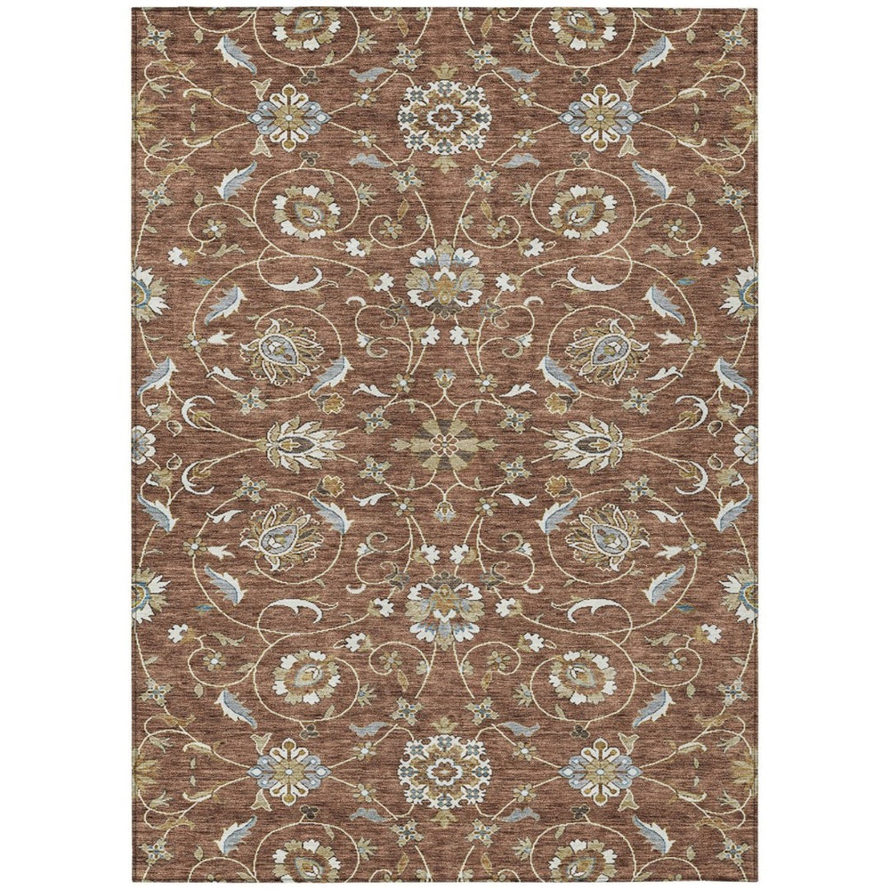 HomeRoots 9' X 12' Moroccan-Inspired Washable Area Rug - Stylish Brown, Ivory & Gray Design for Indoors & Outdoors 605179