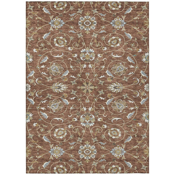 HomeRoots 9' X 12' Moroccan-Inspired Washable Area Rug - Stylish Brown, Ivory & Gray Design for Indoors & Outdoors 605179