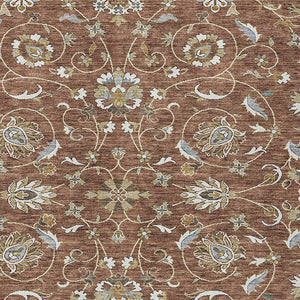 Homeroots 3' Stylish Beige Blue And Brown Moroccan Washable Area Rug For Indoor And Outdoor Spaces 9' X 12' Polyester 605179