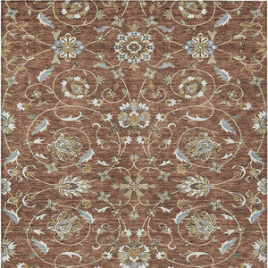 Homeroots 3' Stylish Beige Blue And Brown Moroccan Washable Area Rug For Indoor And Outdoor Spaces 10' X 14' Polyester 605180