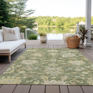 Homeroots 3' Artichoke Green Floral Indoor Outdoor Area Rug - Durable, Washable, Stylish For Any Space 3' X 5' Polyester 605181