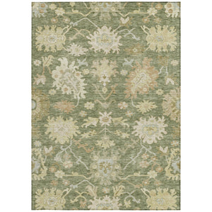 Homeroots 3' Artichoke Green Floral Indoor Outdoor Area Rug - Durable, Washable, Stylish For Any Space 5' X 8' Polyester 605182