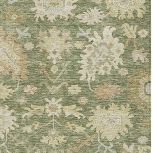 Homeroots 3' Artichoke Green Floral Indoor Outdoor Area Rug - Durable, Washable, Stylish For Any Space 9' X 12' Polyester 605185