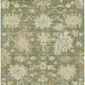 Homeroots 3' Artichoke Green Floral Indoor Outdoor Area Rug - Durable, Washable, Stylish For Any Space 10' X 14' Polyester 605186