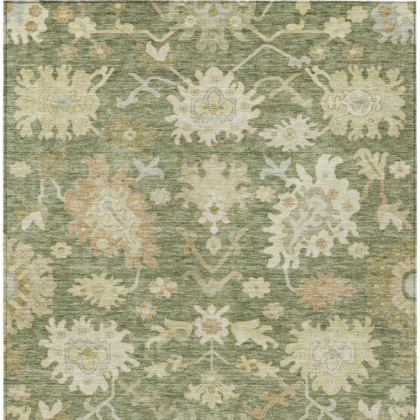 Homeroots 3' Artichoke Green Floral Indoor Outdoor Area Rug - Durable, Washable, Stylish For Any Space 10' X 14' Polyester 605186