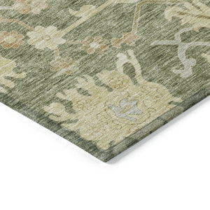 Homeroots 3' Artichoke Green Floral Indoor Outdoor Area Rug - Durable, Washable, Stylish For Any Space 10' X 14' Polyester 605186