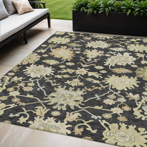Homeroots 3' Artichoke Green Floral Indoor Outdoor Area Rug - Durable, Washable, Stylish For Any Space 5' X 8' Polyester 605188