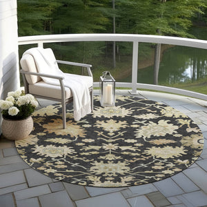 Homeroots 3' Artichoke Green Floral Indoor Outdoor Area Rug - Durable, Washable, Stylish For Any Space 8' Round Polyester 605189