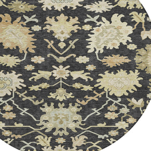 Homeroots 3' Artichoke Green Floral Indoor Outdoor Area Rug - Durable, Washable, Stylish For Any Space 8' Round Polyester 605189