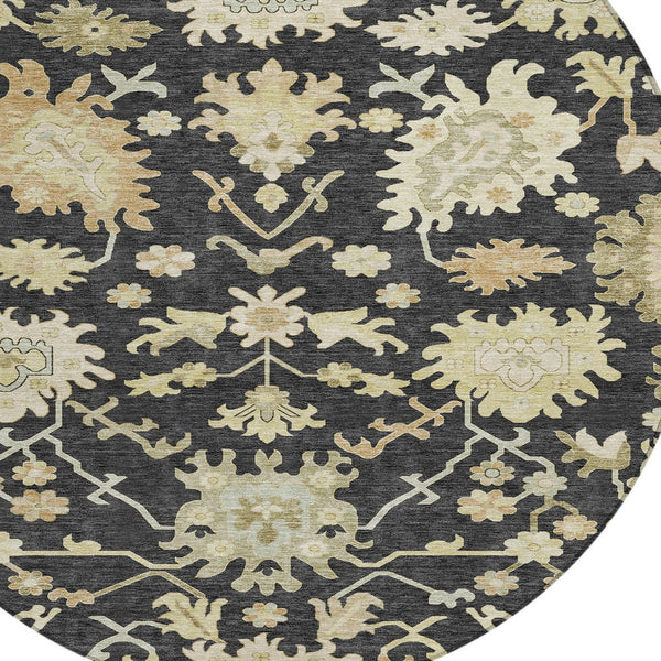 Homeroots 3' Artichoke Green Floral Indoor Outdoor Area Rug - Durable, Washable, Stylish For Any Space 8' Round Polyester 605189