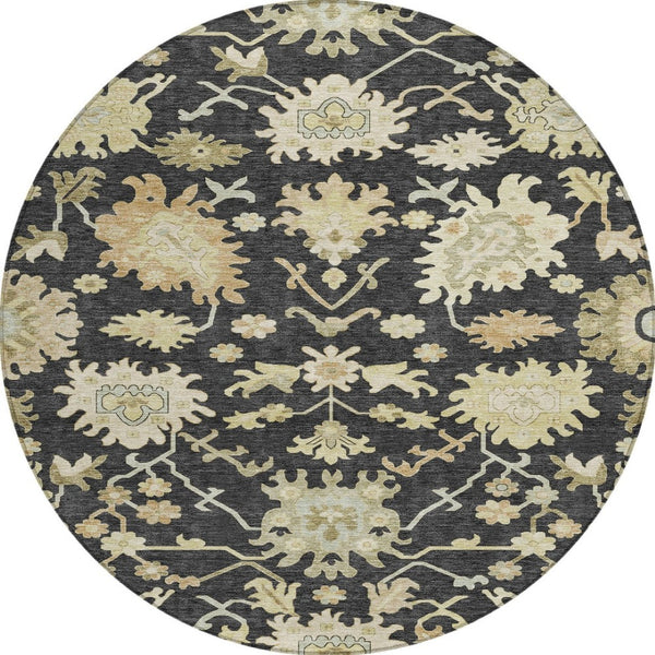 Homeroots 3' Artichoke Green Floral Indoor Outdoor Area Rug - Durable, Washable, Stylish For Any Space 8' Round Polyester 605189