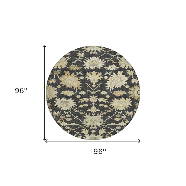 Homeroots 3' Artichoke Green Floral Indoor Outdoor Area Rug - Durable, Washable, Stylish For Any Space 8' Round Polyester 605189