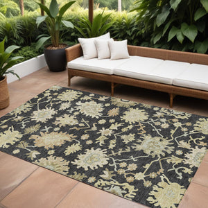 Homeroots 3' Artichoke Green Floral Indoor Outdoor Area Rug - Durable, Washable, Stylish For Any Space 8' X 10' Polyester 605190