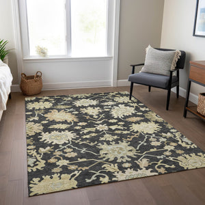 Homeroots 3' Artichoke Green Floral Indoor Outdoor Area Rug - Durable, Washable, Stylish For Any Space 8' X 10' Polyester 605190