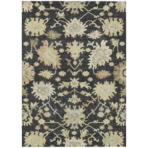 HomeRoots 9' Black and Ivory Floral Washable Area Rug – Elegant, Durable Design for Indoor and Outdoor Spaces 605191