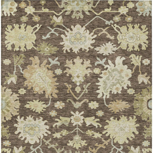 Homeroots 3' Artichoke Green Floral Indoor Outdoor Area Rug - Durable, Washable, Stylish For Any Space 5' X 8' Polyester 605194