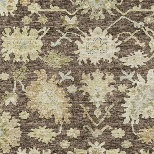 Homeroots 3' Artichoke Green Floral Indoor Outdoor Area Rug - Durable, Washable, Stylish For Any Space 5' X 8' Polyester 605194