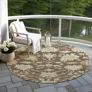Homeroots 3' Artichoke Green Floral Indoor Outdoor Area Rug - Durable, Washable, Stylish For Any Space 8' Round Polyester 605195