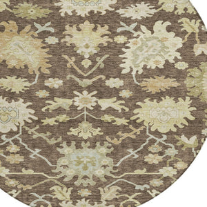 Homeroots 3' Artichoke Green Floral Indoor Outdoor Area Rug - Durable, Washable, Stylish For Any Space 8' Round Polyester 605195