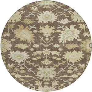 Homeroots 3' Artichoke Green Floral Indoor Outdoor Area Rug - Durable, Washable, Stylish For Any Space 8' Round Polyester 605195