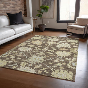 Homeroots 3' Artichoke Green Floral Indoor Outdoor Area Rug - Durable, Washable, Stylish For Any Space 8' X 10' Polyester 605196