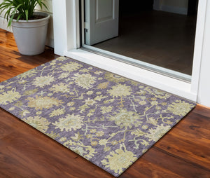 Homeroots 3' Artichoke Green Floral Indoor Outdoor Area Rug - Durable, Washable, Stylish For Any Space 3' X 5' Polyester 605199