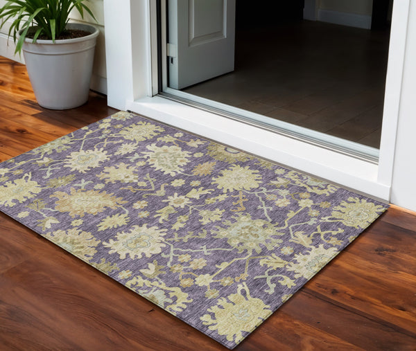 Homeroots 3' Artichoke Green Floral Indoor Outdoor Area Rug - Durable, Washable, Stylish For Any Space 3' X 5' Polyester 605199