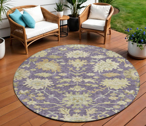 Homeroots 3' Artichoke Green Floral Indoor Outdoor Area Rug - Durable, Washable, Stylish For Any Space 8' Round Polyester 605201