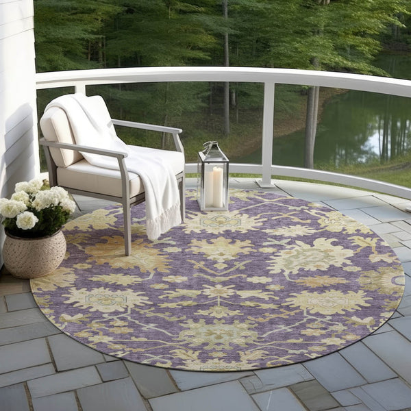 Homeroots 3' Artichoke Green Floral Indoor Outdoor Area Rug - Durable, Washable, Stylish For Any Space 8' Round Polyester 605201